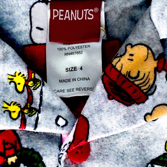 CHARLIE BROWN FLANNEL HOLIDAY PAJAMAS SET CHRISTMAS PAJAMAS SIZE 4 - Picture 2 of 3